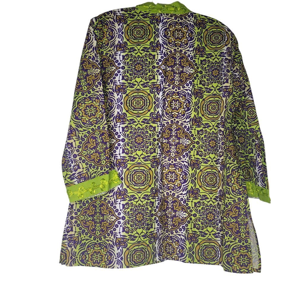 Ecologie Womens L Paisley 100% Linen Tunic Boho Summer Beach Festival Hippie Y2K - Picture 2 of 8